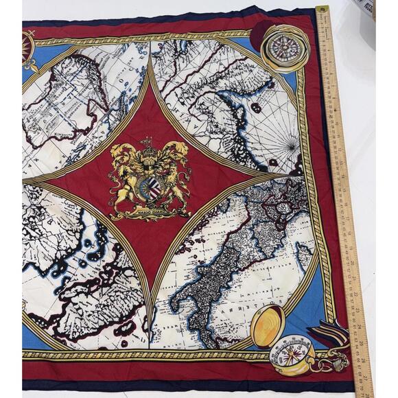 Vintage Grand Ocean Voyages Romantiques Royal Samuel Broome Map Scarf - Picture 10 of 11